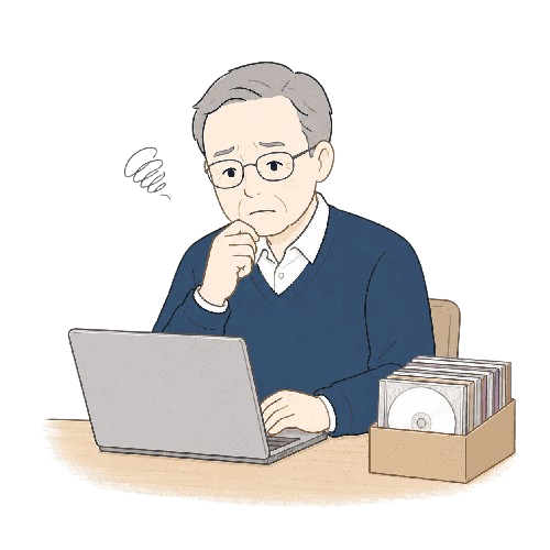 CDの整理や買取先に悩む50代から60代くらいの男性