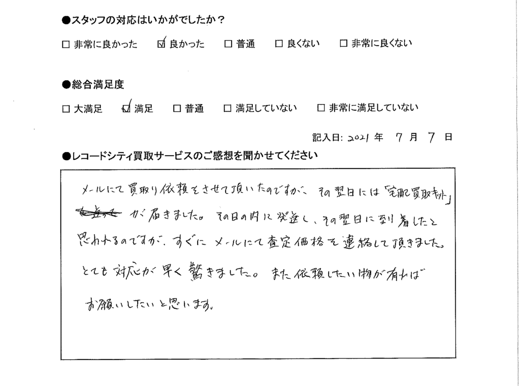 買取アンケート｜2021年7月
