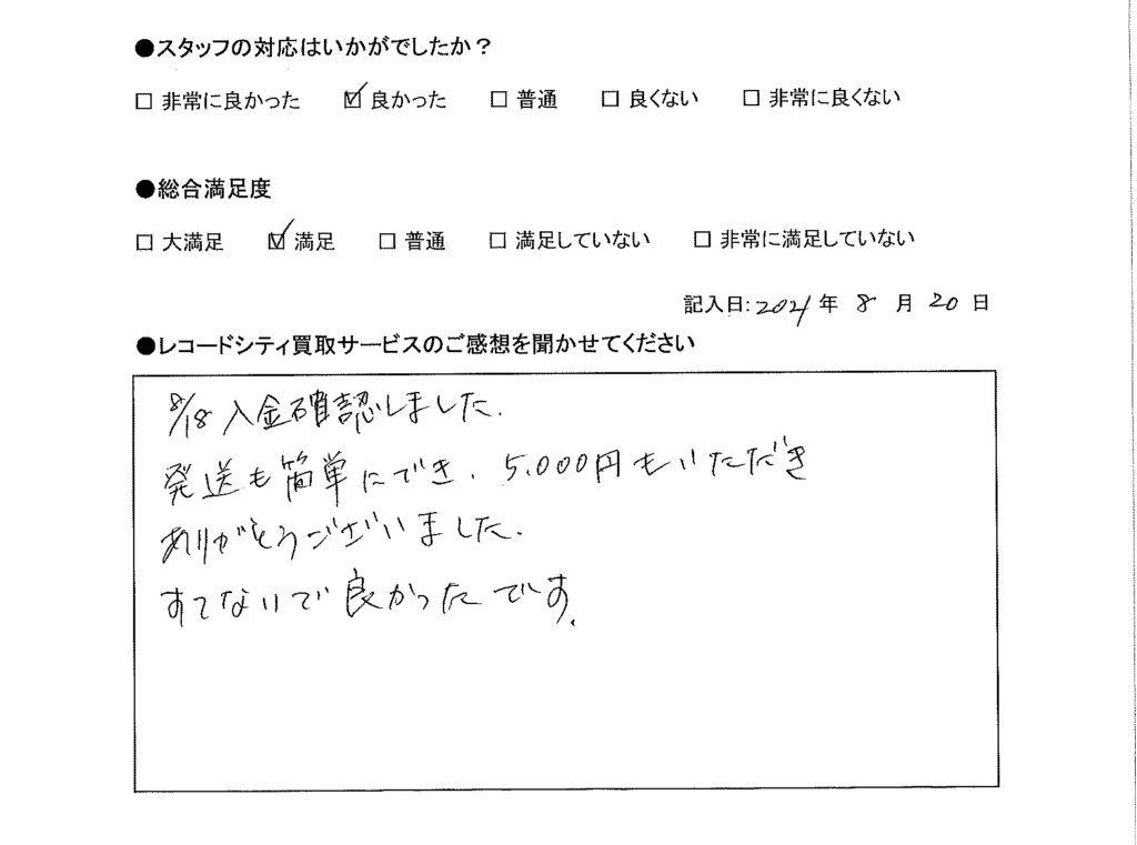 買取アンケート｜2021年8月