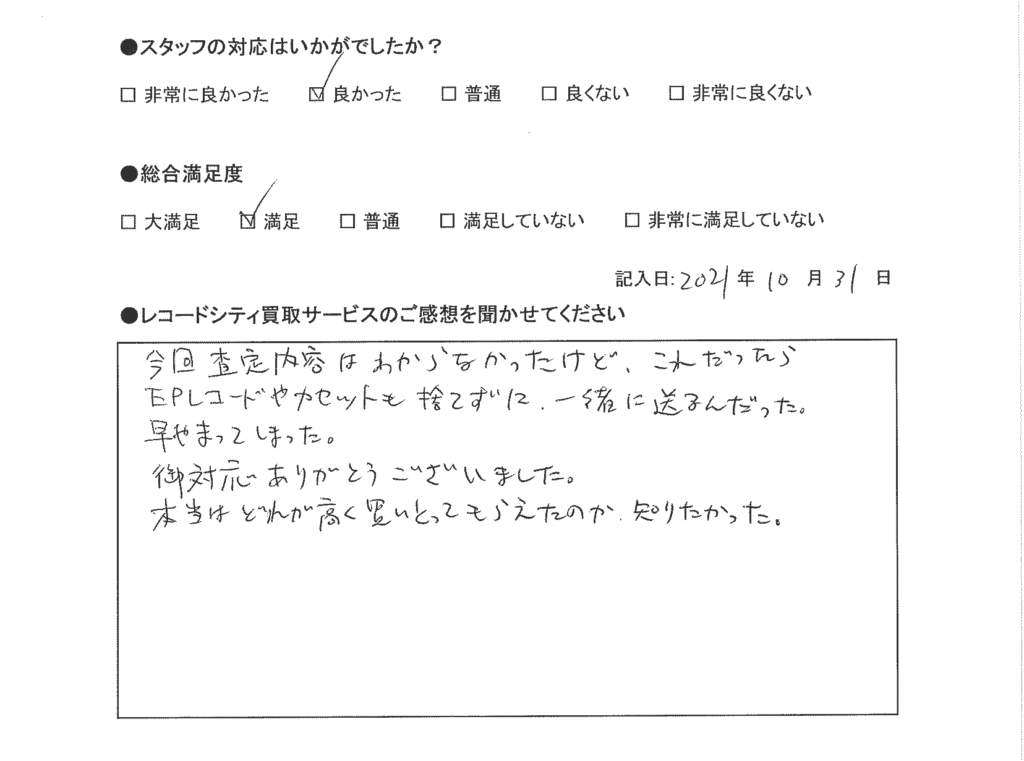買取アンケート｜2021年10月