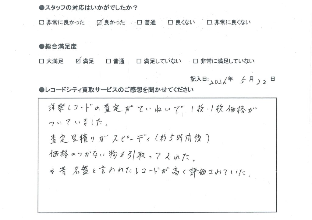 買取アンケート　2026年5月