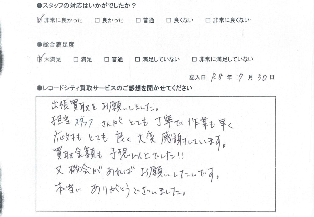 買取アンケート　2026年7月